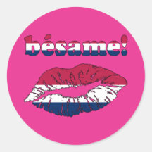 Bésame! in American Flag Colours Round Sticker
