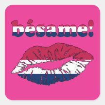Bésame! in American Flag Colours Square Stickers