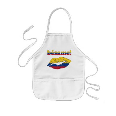 Bésame! - Kiss Me in Colombian - Valentine's Day Aprons by thelanguageemporium
