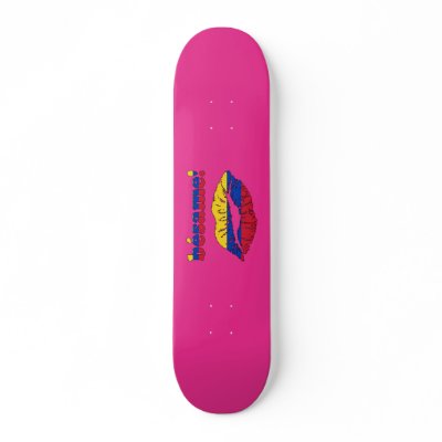 Bésame! - Kiss Me in Venezuelan -  Valentine's Day Custom Skateboard by thelanguageemporium