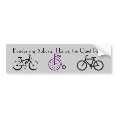 Besides my Subaru, I Enjoy the Quiet Ride Bumper Stickers by jenshovlin