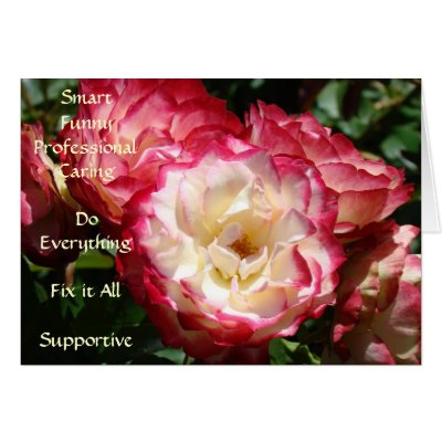 Best Assistant! card Pink Roses Smart Funny by Basleeartprintgifts