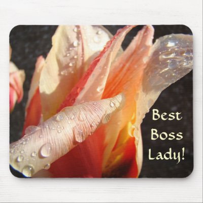 BEST BOSS LADY! ORANGE TULIP FLOWER Mousepad by Basleeartprintgifts