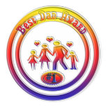 Best DAD Award Rainbow Family Round Stickers