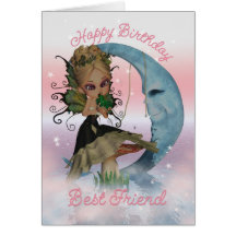Best Friend Birthday Card With Moonies Cute Fairy