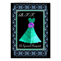 BEST FRIEND Bridesmaid TEAL GREEN Gown Cards