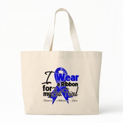 Best Friend - Colon Cancer Ribbon Tote Bags by shopforawareness