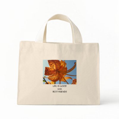 BEST FRIEND Gifts Orange Tiger Lily Flower Gifts Tote Bags by Basleeartprintgifts