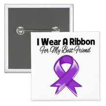 Best Friend -  I Wear Purple Ribbon Button