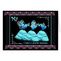 Best Friend Maid of Honour Invite Turquoise Gowns Cards