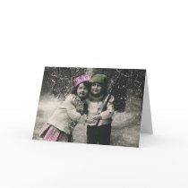 Best Friends, Children on Skis on Christmas Day Greeting Cards