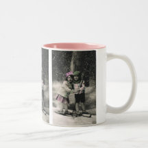 Best Friends, Children on Skis on Christmas Day Mug