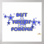 Best Friends Forever Blue Yellow Stars Poster
