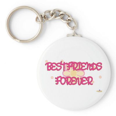 Best Friends Forever Orange Pink Flowers Key Chain by groupies
