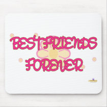 Best Friends Forever Orange Pink Flowers Mouse Pad