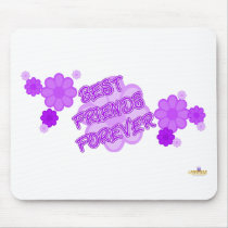 Best Friends Forever Purple Flowers Mouse Mat