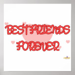 Best Friends Forever Red Lt Hearts Print