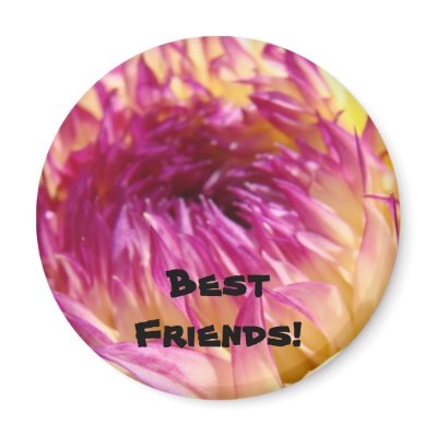 Best Friends! magnet Pink Dahlia Flower Floral by Basleeartprintgifts