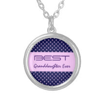 Best GranddaughterEver Purple Polka Dots V30 Personalized Necklace