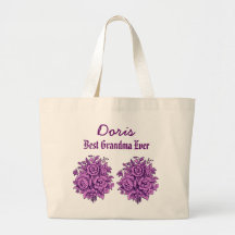 Best Grandma Ever Custom Name Purple Flowers V302 Tote Bags