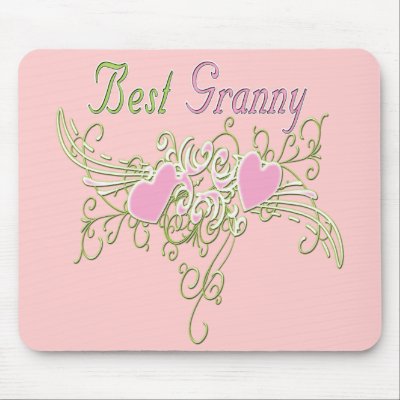 Best Granny Swirling Hearts Mouse Pad by DesignsOutOfMind