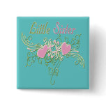 Best Little Sister Swirling Hearts Pinback Button