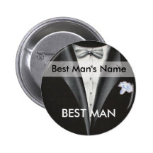 Best Man Name Tag Button