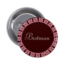 Best Man Pink Flowers I.D. Button