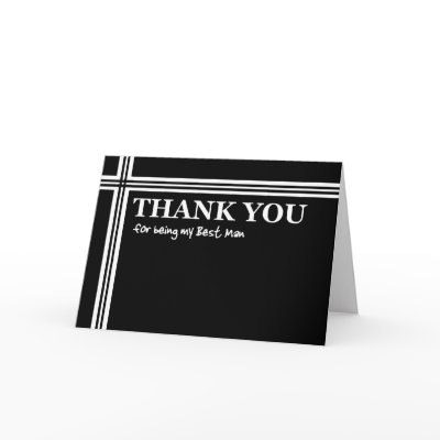 BEST MAN Thank You  - Black and White with Stripes by JaclinArt