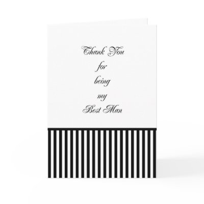 Best Man Thank You Card with Black White Stripe by momentintime