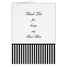 Best Man Thank You Card with Black White Stripe
