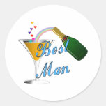 Best Man Toast Blue Round Stickers