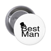 Best Man Top Hat Pinback Button