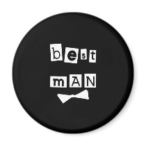 Best Man White on Black Refrigerator Magnet
