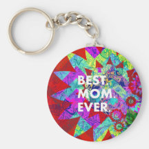 BEST MOM EVER Colorful Floral Mothers Day Gifts Keychain