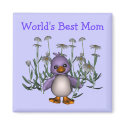 Best Mum Cute Bird Daisies Flower Magnet