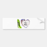 Best Mum Lime Green Stiletto Shoe and Floral Heart Bumper Stickers