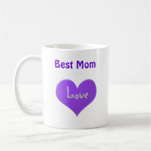 Best Mum, LOVE, purple heart Coffee Mugs