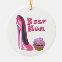 Best Mum Pink Stiletto and Cupcake Ornament