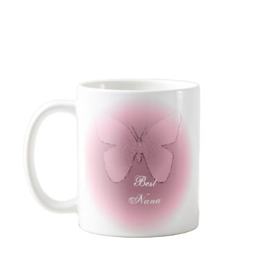 Best Nana, pink butterfly Mugs by Priscilla48