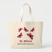 Best Preschool Teacher Pink Butterflies Add Name Bag