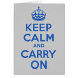Best Price Keep Calm And Carry On Blue Greeting Card
