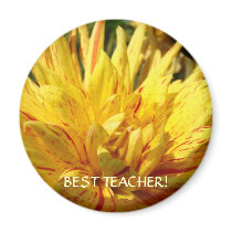 BEST TEACHER MAGNET Gifts Yellow Dahlia Flower