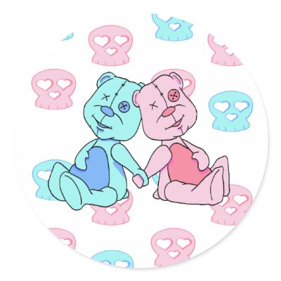 Bestest Best pink blue skulls Sticker by cimmerrian