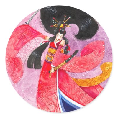 Besuto Samurai Sticker, Large by artbyamandarobbins