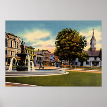 Bethel Connecticut PT Barnum Fountain on Town Sq Posters