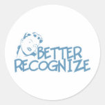 Better Recognise Retro Lady - Blue Round Sticker
