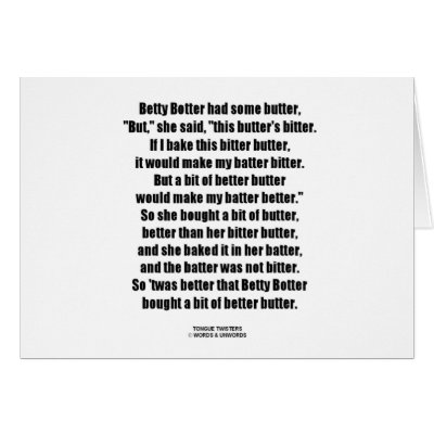 Betty Botter Bitter Butter Better (Tongue Twister) by wordsunwords