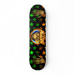 Betty skull real fire and flames skateboard design