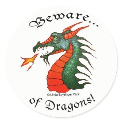 Beware Dragons sticker by Linda_MN